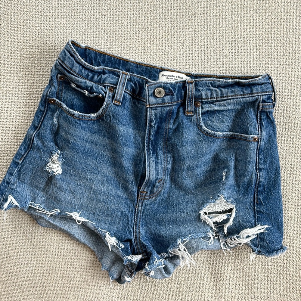 Abercrombie Mom High Rise Shorts Denim